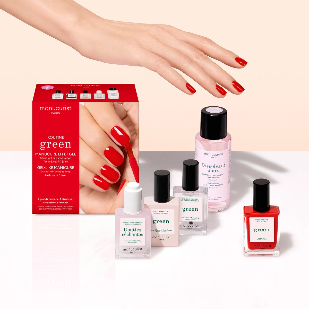 Kit Manichiură Green™ cu efect de gel - Poppy Red