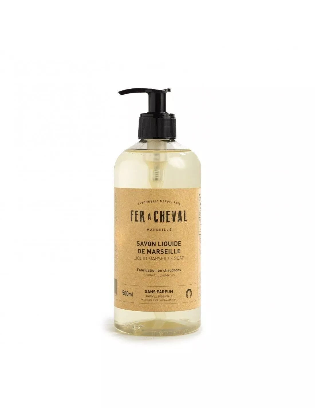 Bottle of Fer a Cheval Marseille liquid soap 500 ml